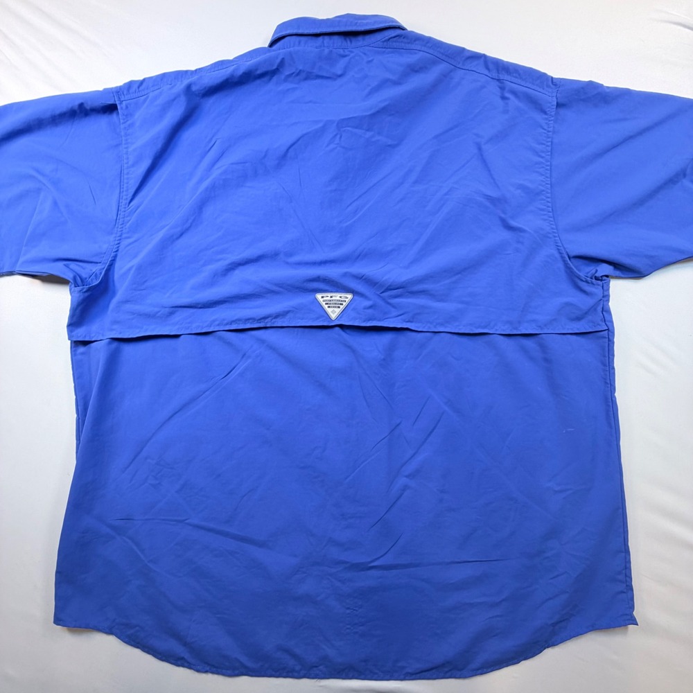 Columbia PFG Bahama II Fishing Shirt Men XXL Blue Omni Shade Vented Short Sleeve - Picture 8 of 11